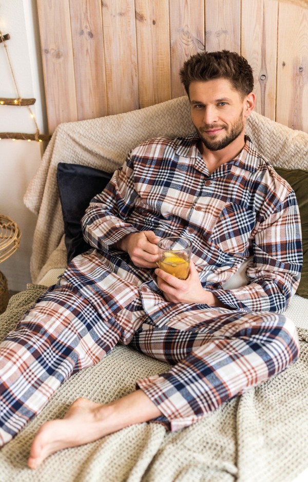 Pyžamo Key MNS 443 B25 dl/r 3XL-4XL rozepínací pánské