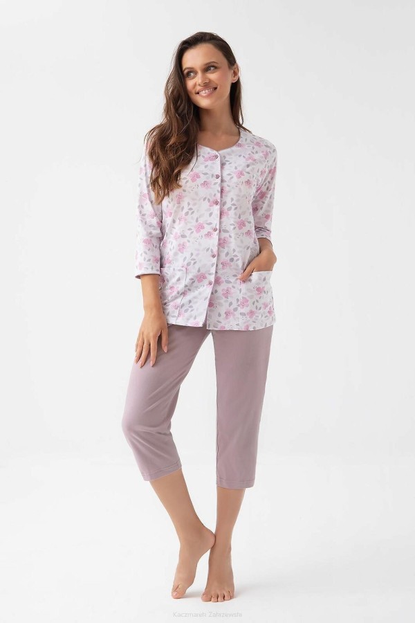 Pyžamo Luna 388 3/4 M-2XL Z25/26 dámské rozepínací