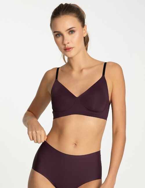 Podprsenka soft Julimex Simple T-Shirt Bra Dark Plum S-XL