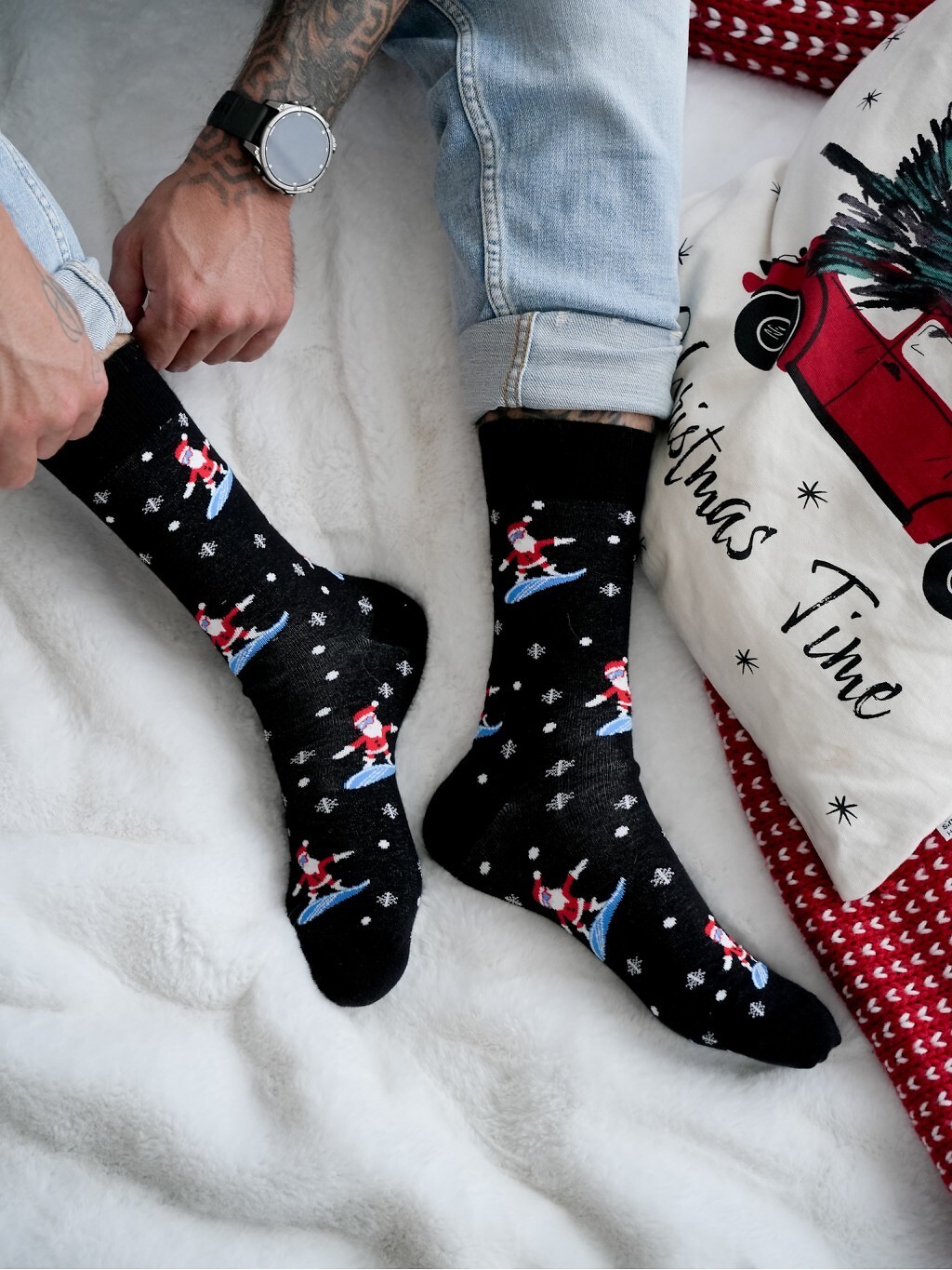 Ponožky Milena 1290-032 Vánoční Santa Snowboard 38-46