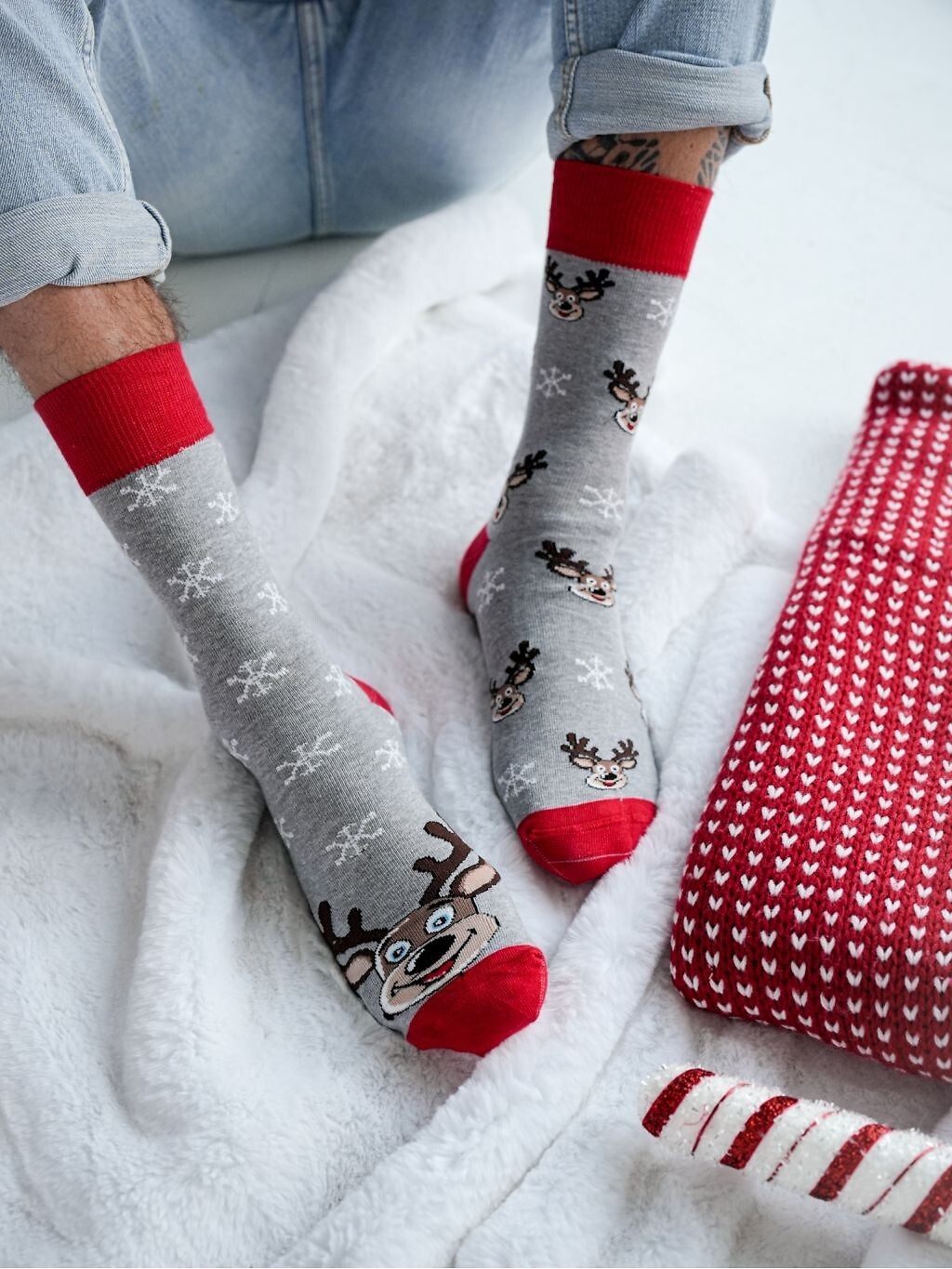 Ponožky Milena 1290-039 Vánoční sob odlišný pár 39-46