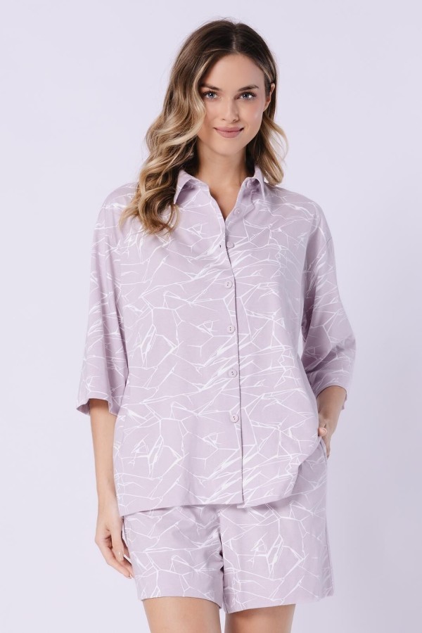 Pyžamo Leveza 1706 Żaneta kr/r M-2XL rozepínací