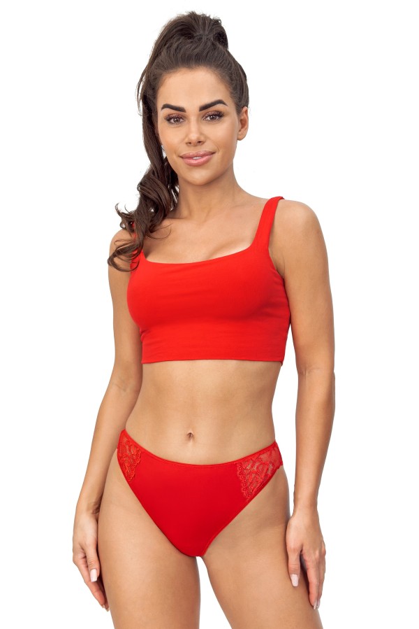 Stringi Donna 245 s krajkou červené