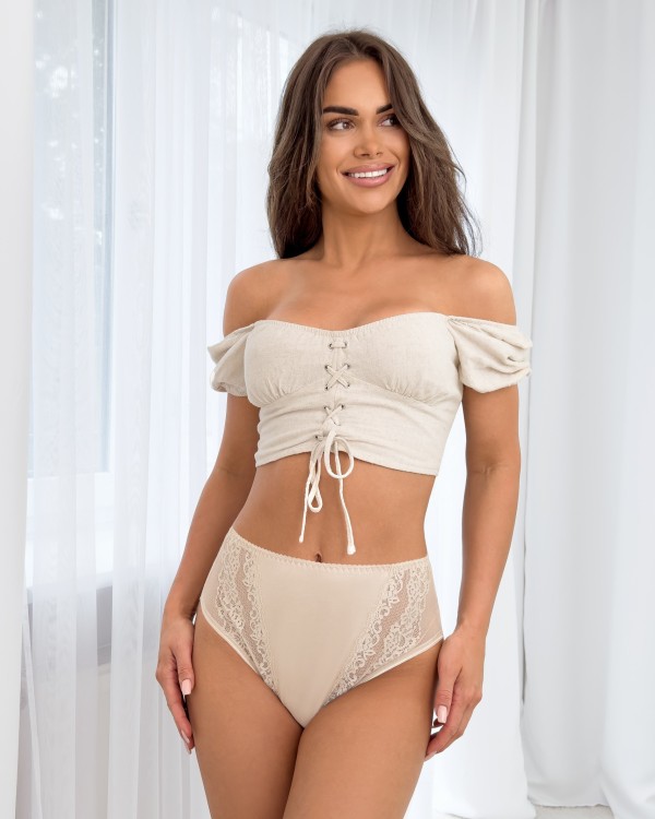 Kalhotky Donna 228 vysoký pas béžové