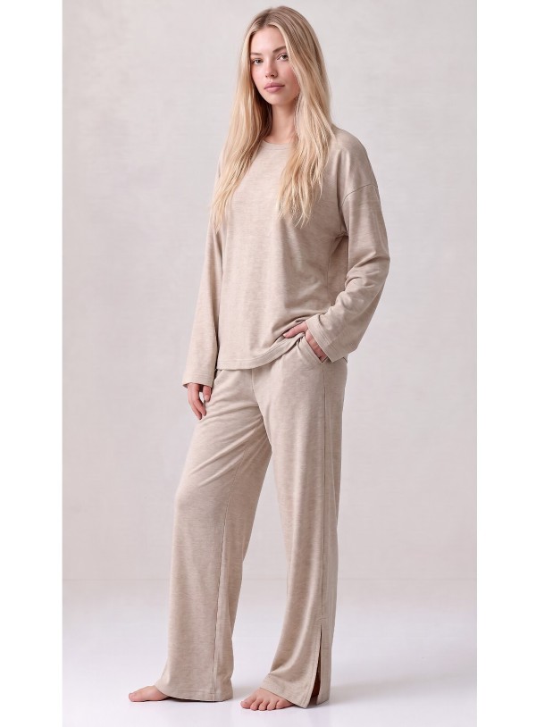 Pyžamo Luna 1312 dl/r S-2XL béžové