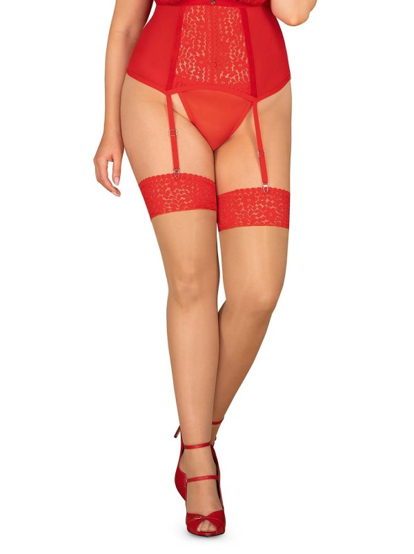 Punčochy Obsessive Blossmina Stockings 4XL-7XL